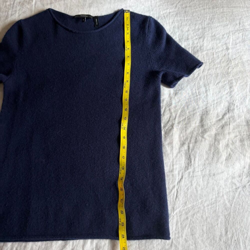 Theory Cashmere Short Sleeve Crew Neck Shirt Navy Size P - Picture 5 of 8